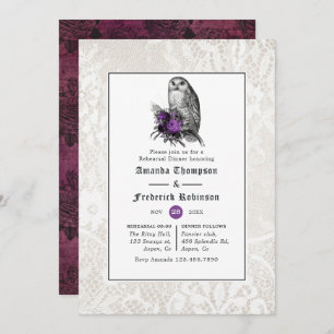 Invitación Boda gótico floral y de encaje Ensayo Cena
