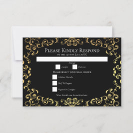 Invitación Boda gótico Gold & Black Swirl
