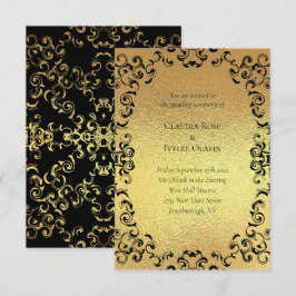 Invitación Boda gótico Gold & Black Swirl