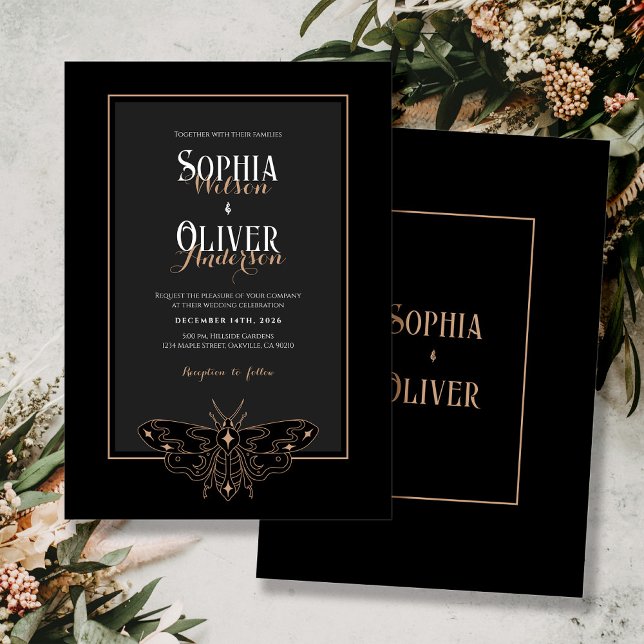 Invitación Boda gótico gótico oscuro negro romántico (Subido por el creador)