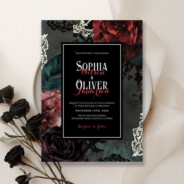 Invitación Boda gótico gótico oscuro negro victoriano (Subido por el creador)