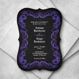 Invitación Boda gótico morado negro