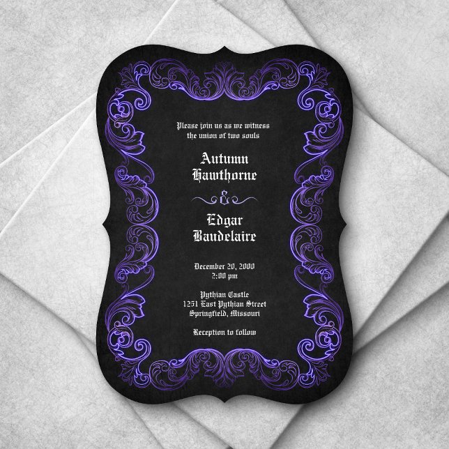 Invitación Boda gótico morado negro (Subido por el creador)