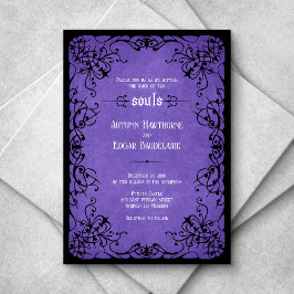Invitación Boda gótico morado negro