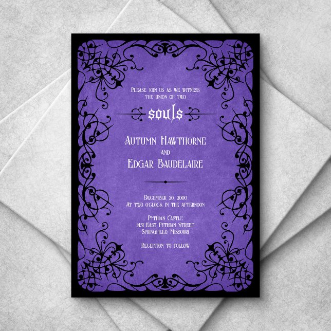 Invitación Boda gótico morado negro (Subido por el creador)