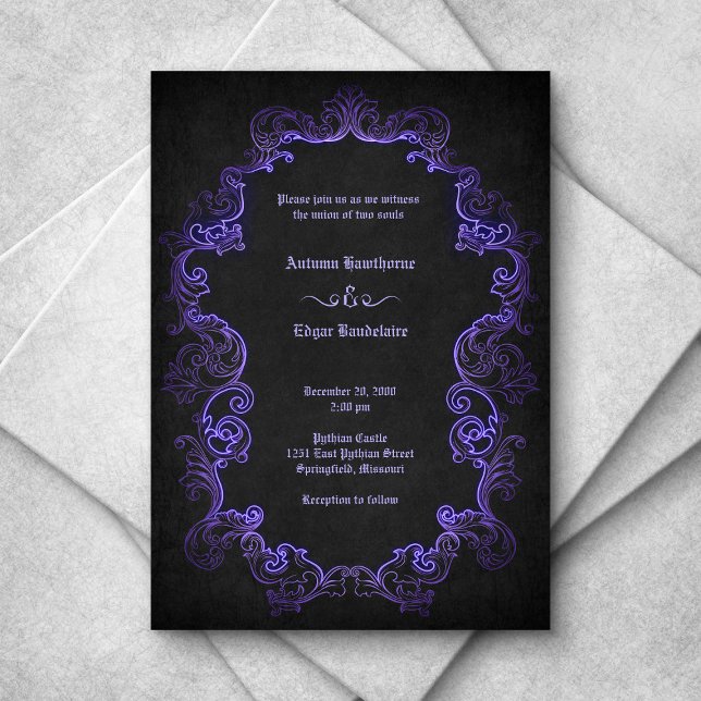 Invitación Boda gótico morado negro (Subido por el creador)