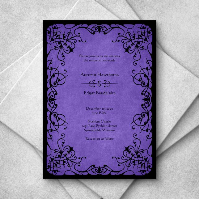 Invitación Boda gótico morado negro (Subido por el creador)