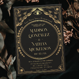Invitación Boda Gótico Mystical Elegant Gold Tarot