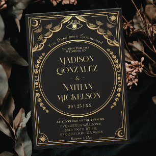 Invitación Boda Gótico Mystical Elegant Gold Tarot
