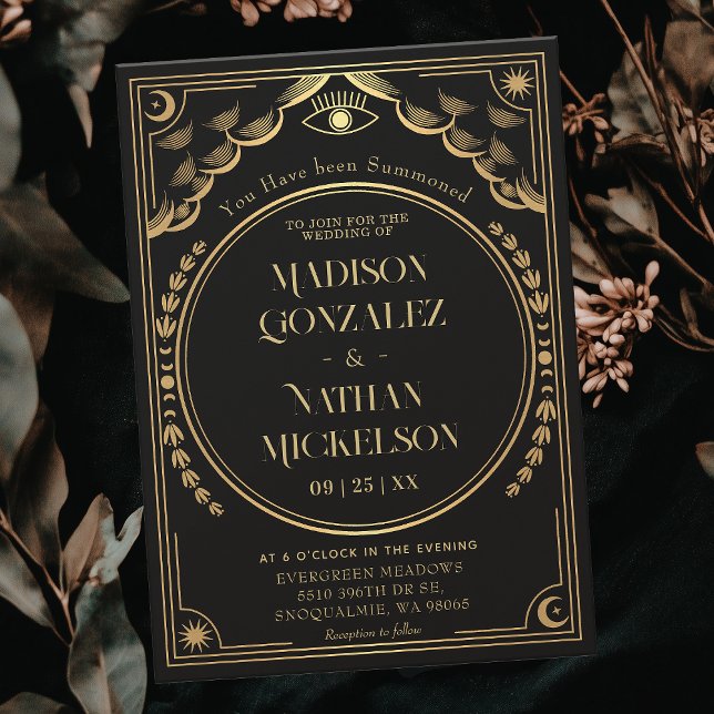 Invitación Boda Gótico Mystical Elegant Gold Tarot (Subido por el creador)