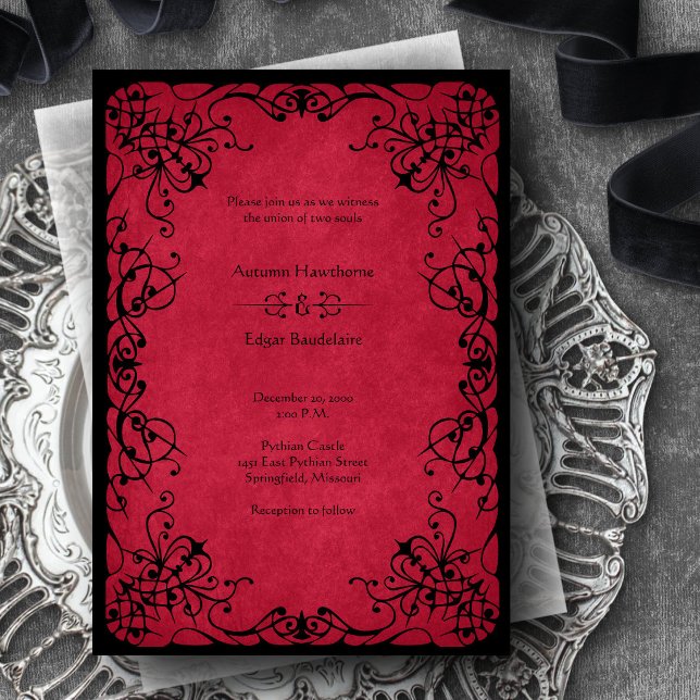 Invitación Boda gótico negro rojo (Subido por el creador)