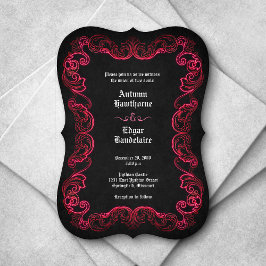Invitación Boda gótico negro rojo