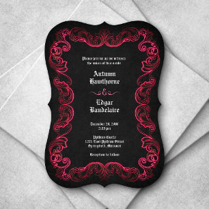 Invitación Boda gótico negro rojo