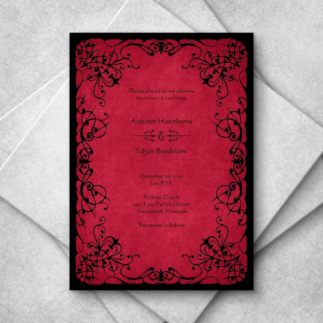 Invitación Boda gótico negro rojo (Subido por el creador)