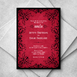 Invitación Boda gótico negro rojo