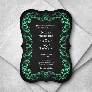 Invitación Boda gótico negro verde