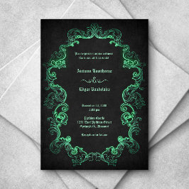 Invitación Boda gótico negro verde