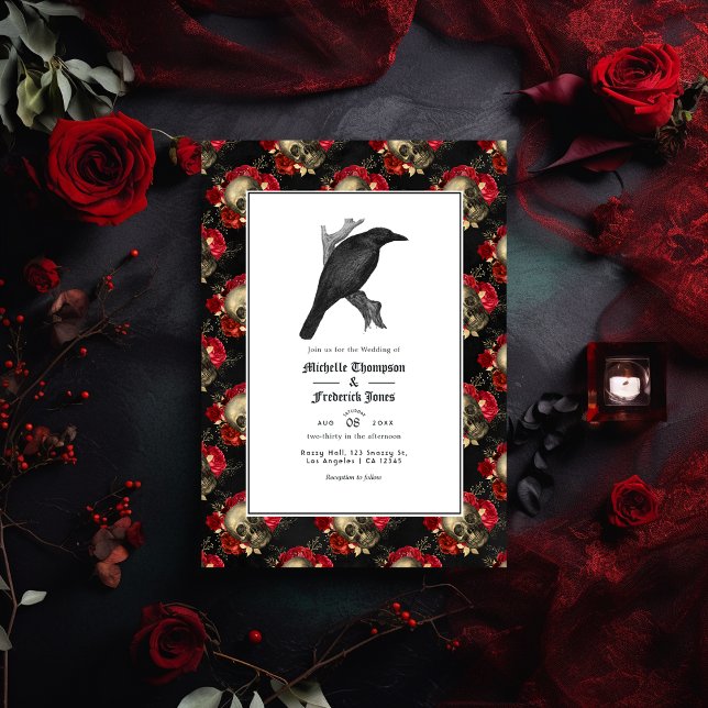 Invitación Boda gótico negro y crimson (Subido por el creador)