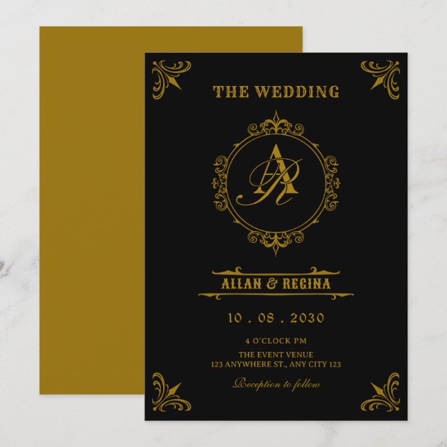 Invitación Boda gótico ornamental vintage (Anverso / Reverso)