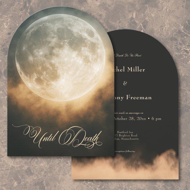 Invitación Boda gótico oscuro de arco lunar completo (Gothic Dark Full Moon Arch Wedding Invitation)