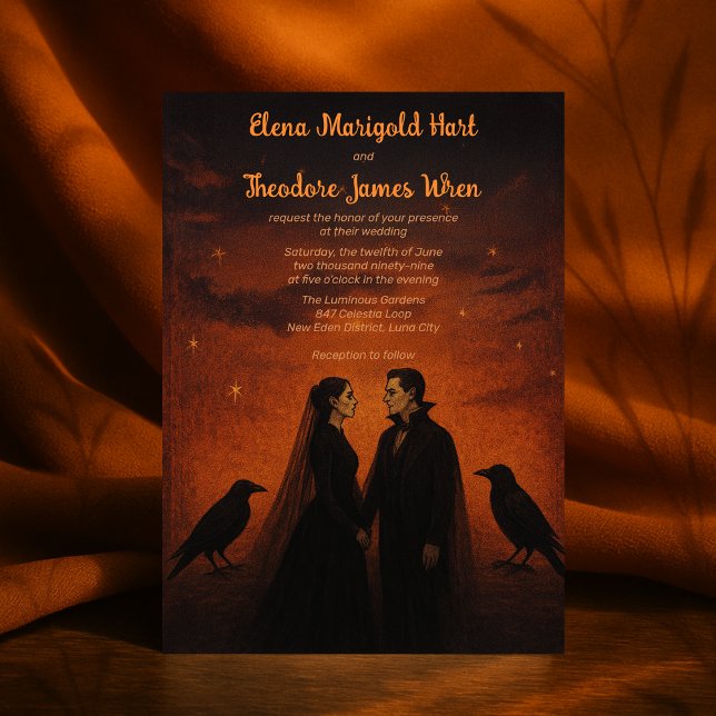 Invitación Boda gótico oscuro del vampiro romántico (Romantic Vampire Gothic Dark Wedding Invitation
)