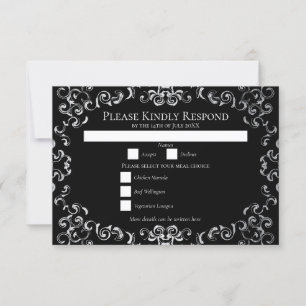 Invitación Boda gótico plateado y negro