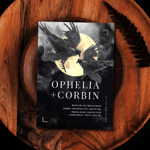 Invitación Boda gótico Raven & Golden Moon