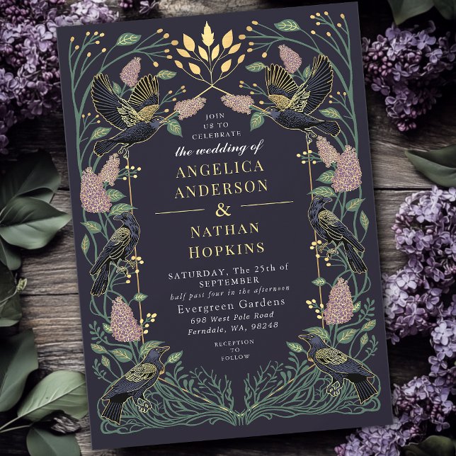 Invitación Boda gótico Raven Lilac Encantado (Subido por el creador)