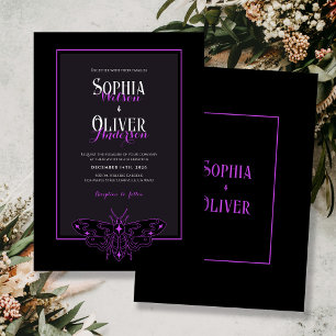 Invitación Boda gótico romántico negro y morado