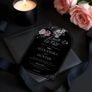 Invitación Boda gótico Rosa de cráneo de color de agua de mue