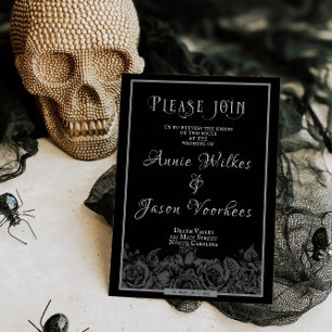Invitación Boda Gótico Rosa Negro Hasta La Muerte De La Parte
