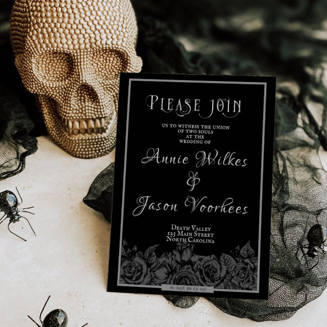 Invitación Boda Gótico Rosa Negro Hasta La Muerte De La Parte (Subido por el creador)