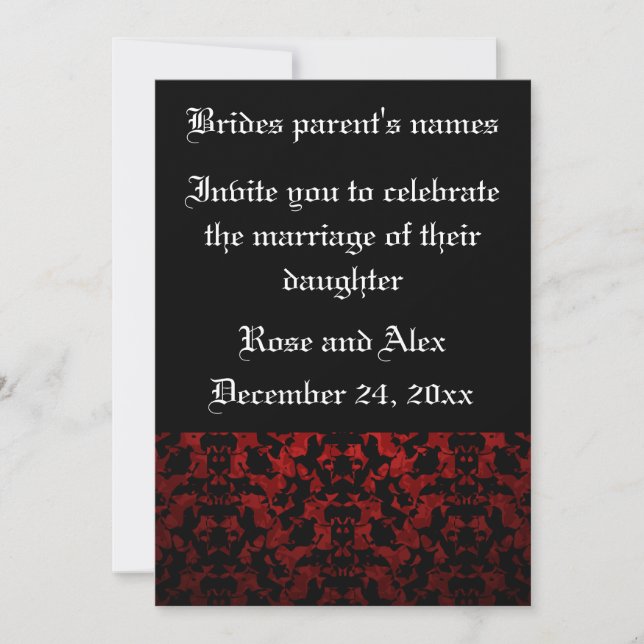 Invitación Boda gótico simple (Anverso)