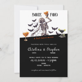 Invitación Boda gótico Skeleton Booze Comida mala danza se mu