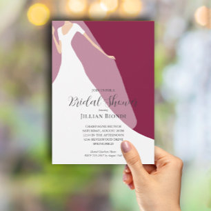 Invitación Boda Gown Bridal Shower Cranberry