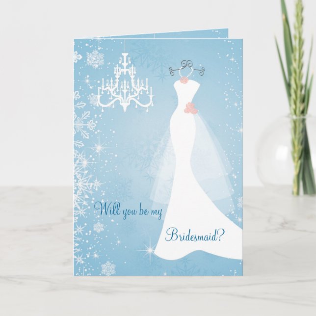Invitación Boda gown flakes snowflakes Bridesmaid (Anverso)