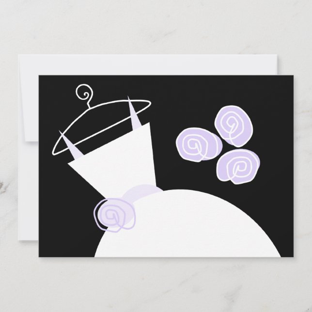 Invitación Boda Gown Purple brilla ducha horizontal negro (Anverso)