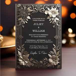 Invitación Boda Grabado en relieve de Relieve metalizado dora