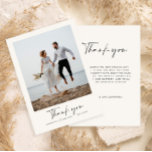 Invitación Boda gracias a la escritura de fotos mínima modern<br><div class="desc">Tarjeta de agradecimiento al boda de escritura contemporáneo simple y blanco y negro. Impresionante diseño moderno minimalista. Parte de una suite.</div>