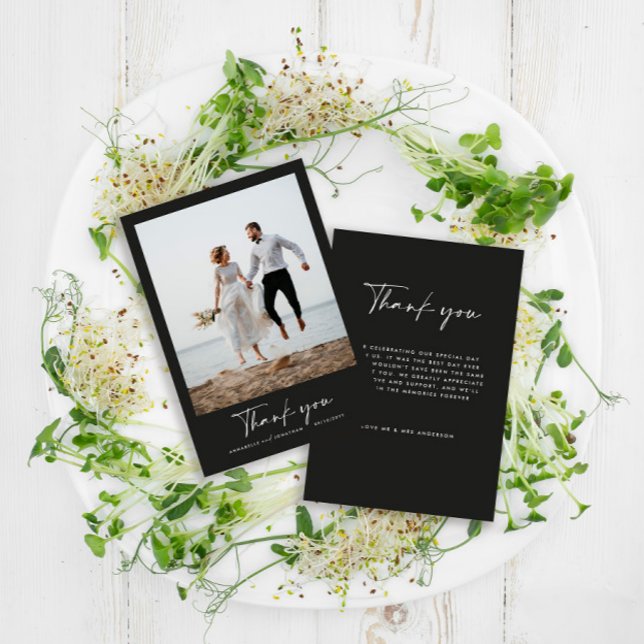 Invitación Boda gracias a la escritura de fotos mínima modern (Subido por el creador)