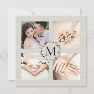 Invitación Boda Gracias Collage de fotos Monogramado
