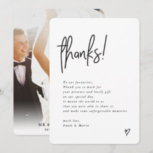 Invitación BODA GRACIAS foto mandado mensaje moderno