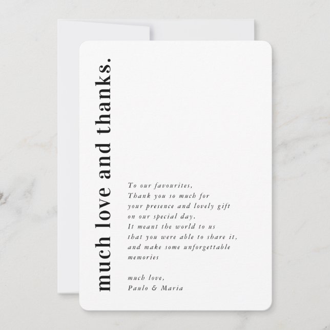 Invitación BODA GRACIAS foto simple mensaje lateral moderno (Anverso)