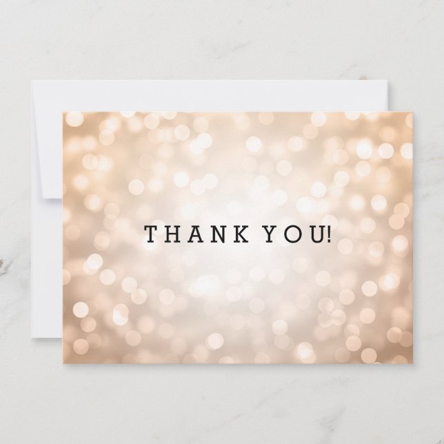 Invitación Boda Gracias Nota Luces de Purpurina de cobre (Anverso)