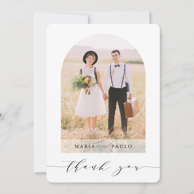 Invitación BODA GRACIAS pareja foto overlay moderno (Anverso)