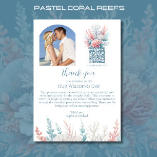 Invitación Boda Gracias-Pastel Coral Reef-Boda de Playa-