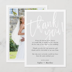 Invitación BODA GRACIAS Pincel escritura con letras gris clar