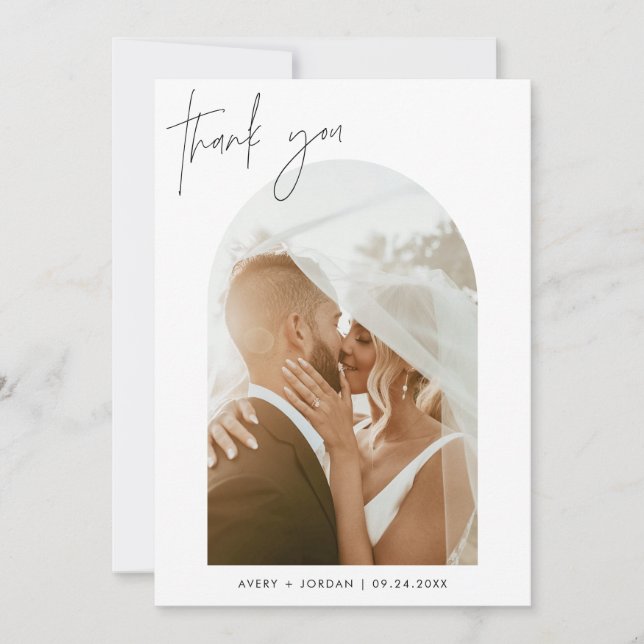 Invitación Boda Gracias Tarjeta, Boho Arch Foto Gracias (Anverso)