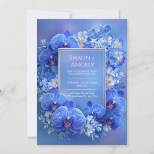 Invitación Boda Gradiente Dorado Orquídea Zafiro