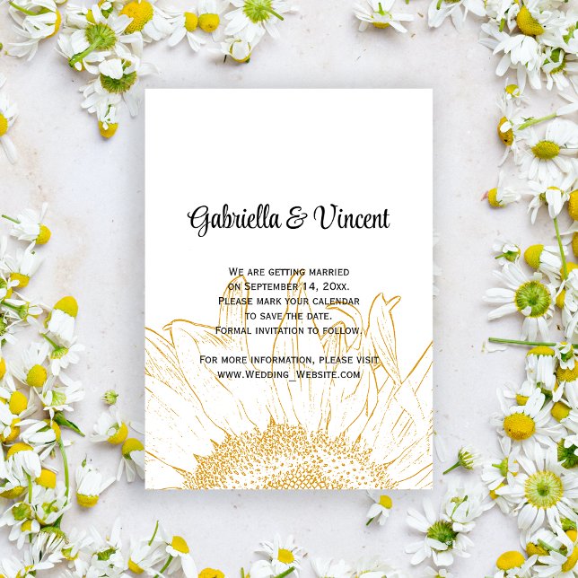 Invitación Boda gráfica de girasol amarillo salva la fecha (Subido por el creador)